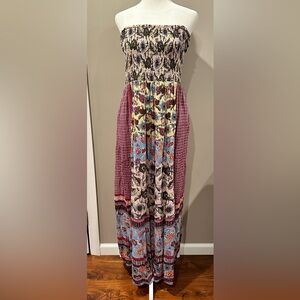 Raga Strapless Multicolor Print Maxi Dress Size Medium